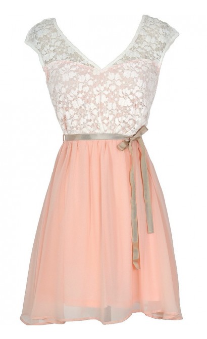 Sonoma Sunset Lace Dress in Cream/Pink